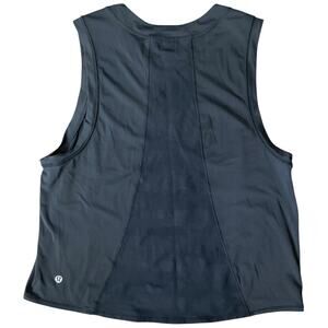 EUC Lululemon Sheer Will Tank *Pulse Black Patterned Mesh Back Panel Size 8